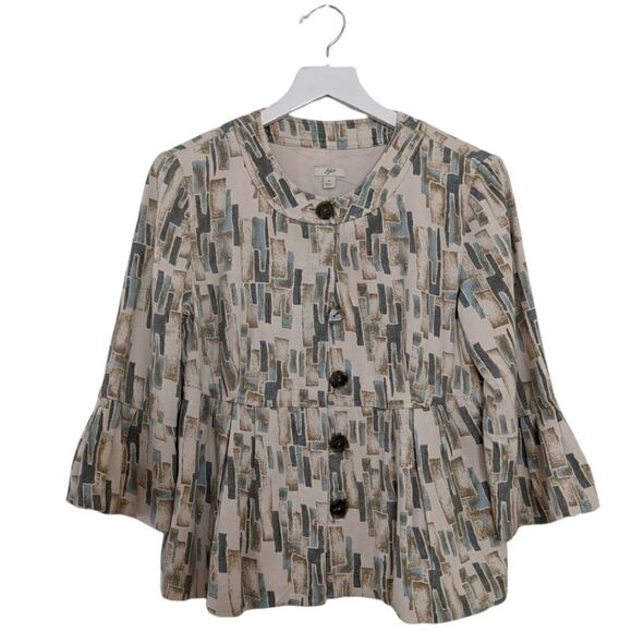 J.Jill | Size S | 3/4 Sleeve Geometric Jacket | 100% Silk | 100% Polyester - Picture 1 of 6